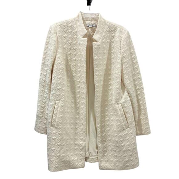 Chico's Cream Houndstooth Open Front Jacket – Longline Blazer Coat Size 3 XL - Picture 1 of 4